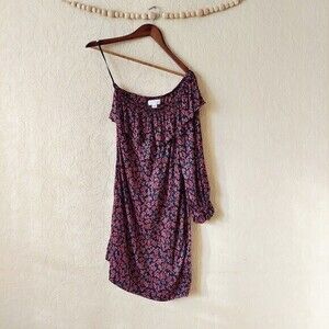 Velvet by Graham & Spencer One Shoulder Dress Floral Ruffle Size Medium